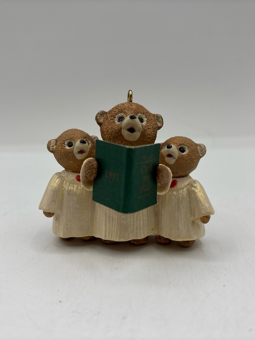 Hallmark Keepsake Ornament Dated 1991 Glee Club Bears Handcrafted & Hand Painted